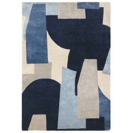 Rug Romy abstract dark blue light blue beige lig