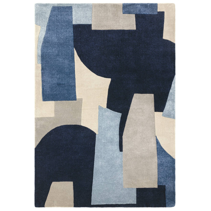Tappeto Romy astratto blu scuro e azzurro 160x23