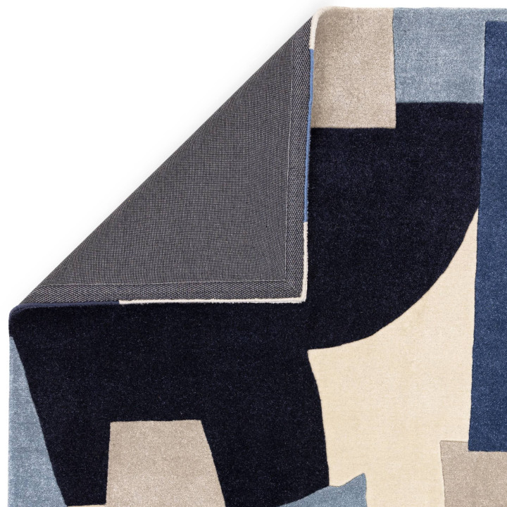Tappeto Romy astratto blu scuro e azzurro 160x23