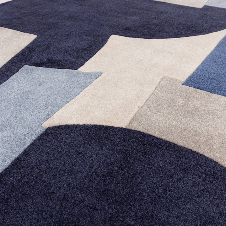 Rug Romy abstract dark blue light blue beige tau