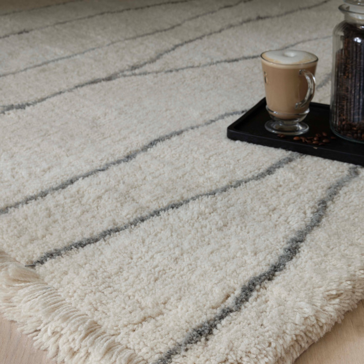 Rug Azera Berber geometric cream and dark grey 1