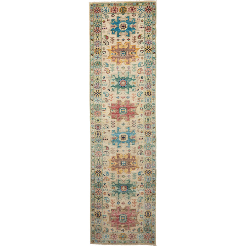 Rug Tribal Pakistan 80x292 Beige Turquoise Blue