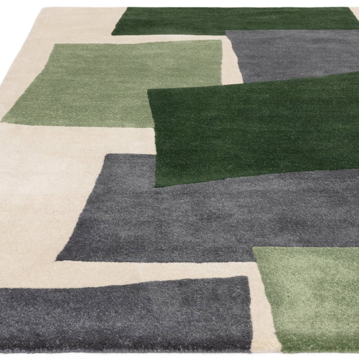 Tappeto Romy geometrico verde scuro e verde chia