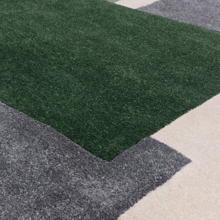 Tappeto Romy geometrico verde scuro e verde chia
