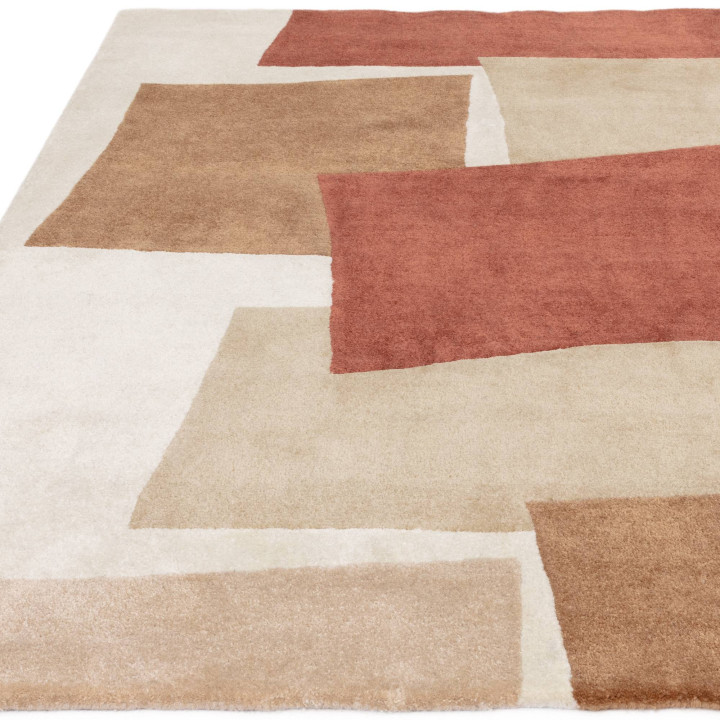 Rug Romy abstract brick red beige brown ivory 12