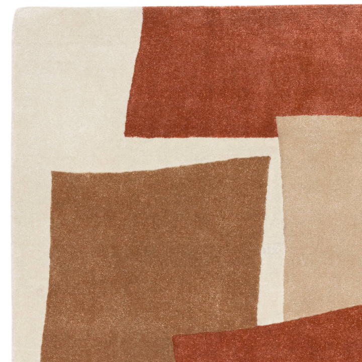 Rug Romy abstract brick red beige brown ivory 12