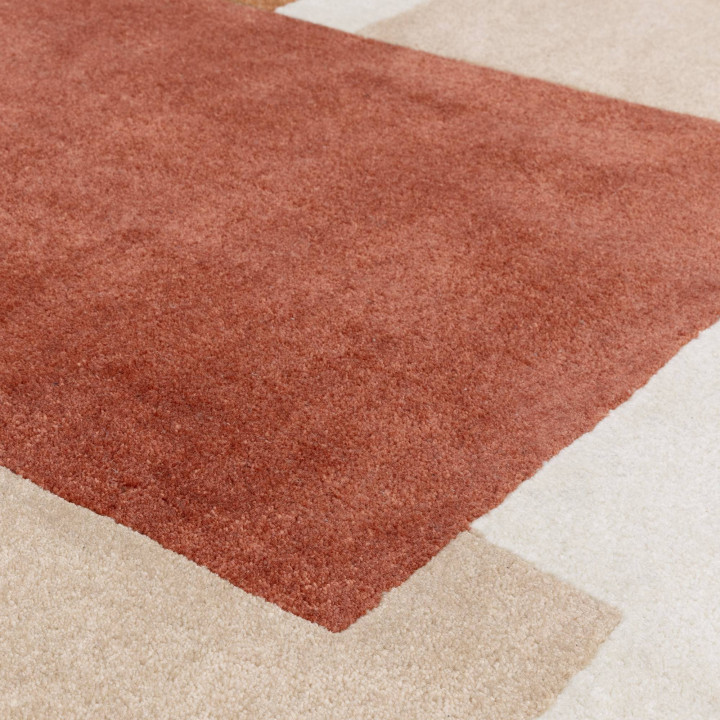 Rug Romy abstract brick red beige brown ivory 12