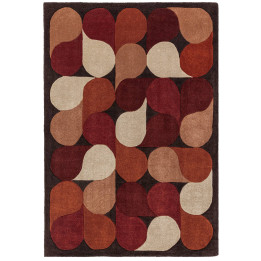Rug Romy geometric dark red burgundy burnt orang