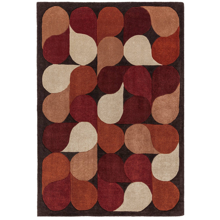 Tappeto Romy geometrico rosso scuro e bordeaux 1
