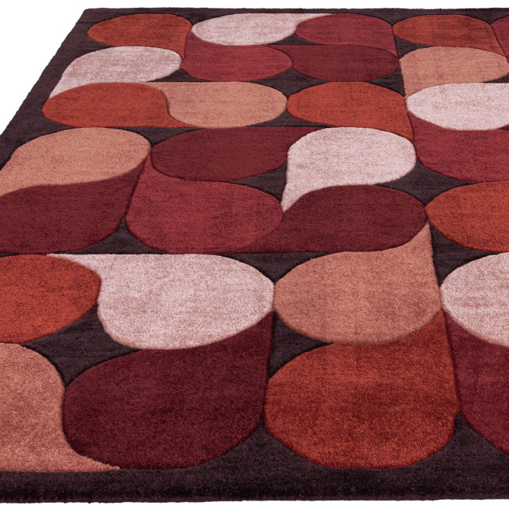 Tappeto Romy geometrico rosso e bordeaux 200x290