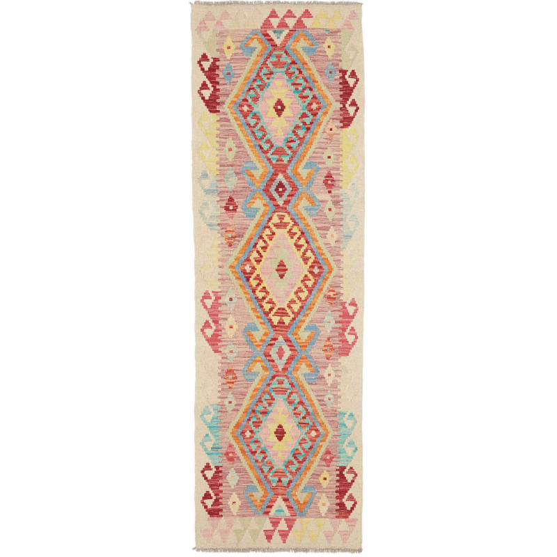 Rug Kilim Afghanistan 61x197 Cream Coral Red Li