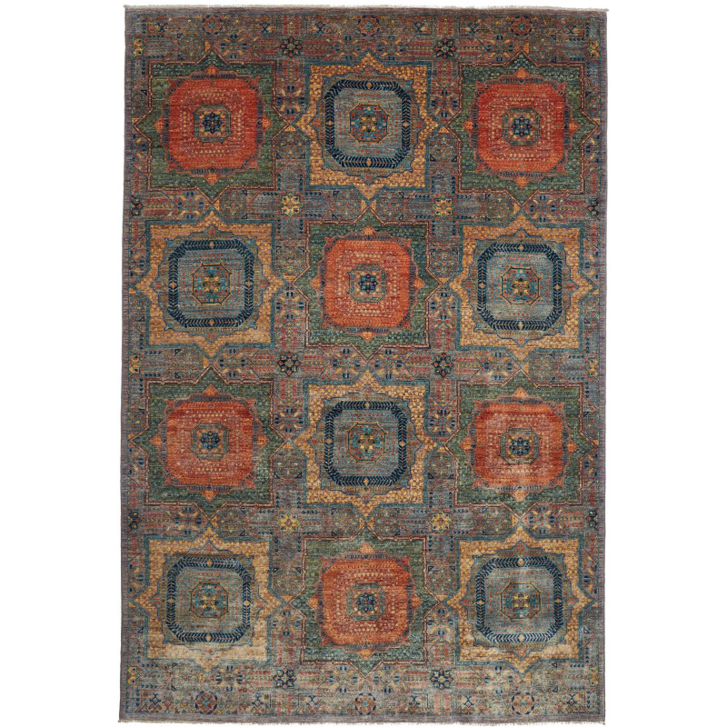 Rug Mamlouk Pakistan 202x302 Slate Blue Burnt O
