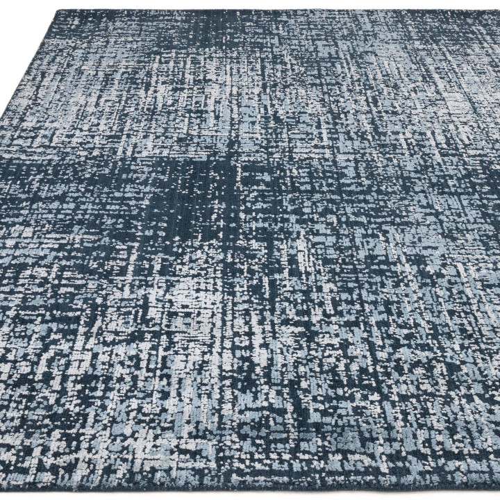 Tappeto Torino astratto blu scuro e azzurro 120x
