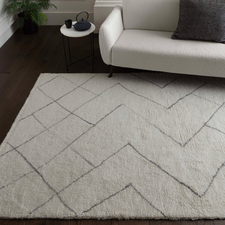 Rug Azera Berber geometric cream and grey 200x29