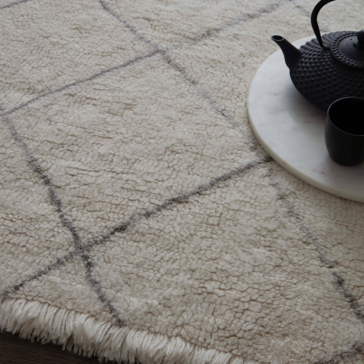 Rug Azera Berber geometric cream and grey 200x29