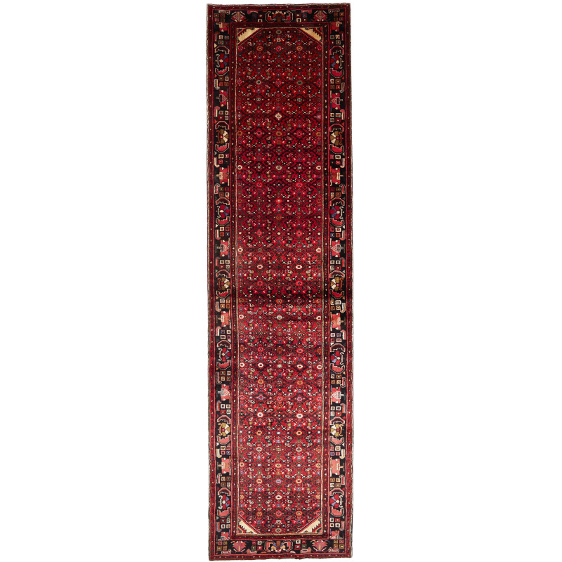 Hand Made Rug Hamadan Persia 120x480 Dark Red B