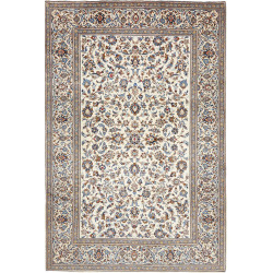Hand Made Rug Kashan Persia 197x297 Ivory Blue