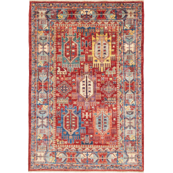 Rug Tribal Pakistan 120x180 Burgundy Red Blue