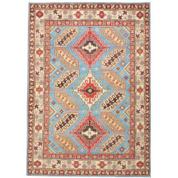 Rug Kazak Pakistan 150x212 Light Blue Red