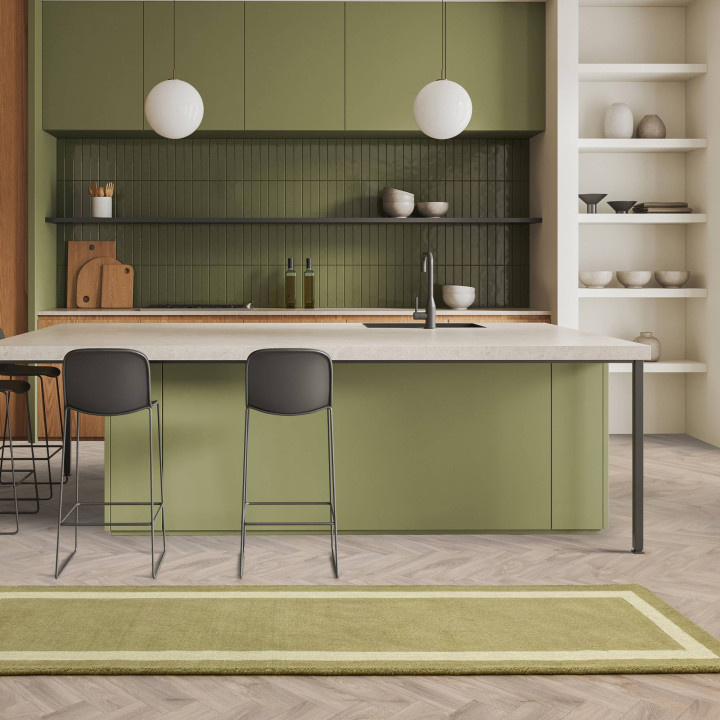 Tappeto ALBI geometrico verde oliva e beige chia