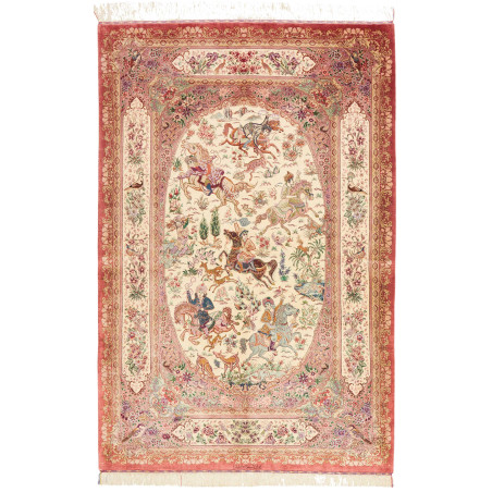 Hand Made Rug Ghom Silk Persia 132x201 Antique