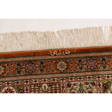 Hand Made Rug Ghom Silk Persia 60x90 Rust Green