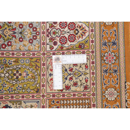 Hand Made Rug Ghom Silk Persia 60x90 Rust Green