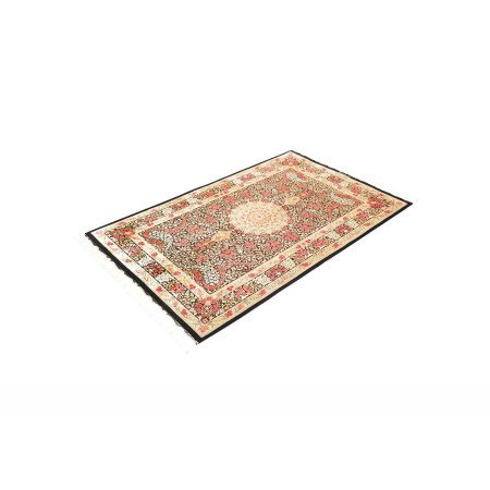 Hand Made Rug Ghom Silk Persia 95x151 Black Red