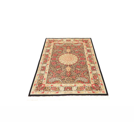 Hand Made Rug Ghom Silk Persia 95x151 Black Red