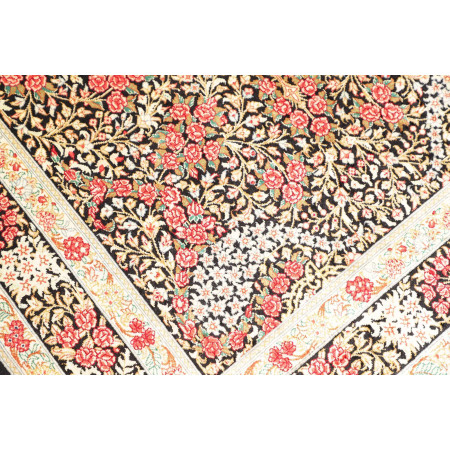 Hand Made Rug Ghom Silk Persia 95x151 Black Red