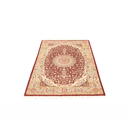 Hand Made Rug Ghom Silk Persia 101x150 Bordeaux