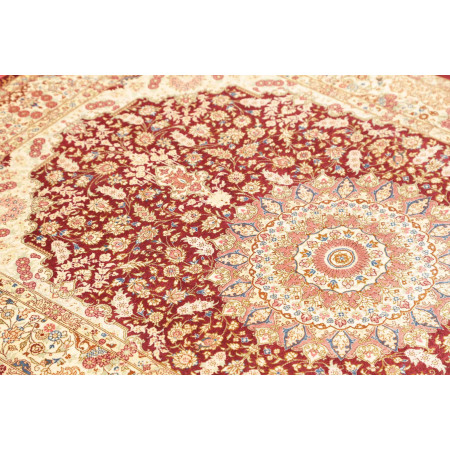 Hand Made Rug Ghom Silk Persia 101x150 Bordeaux
