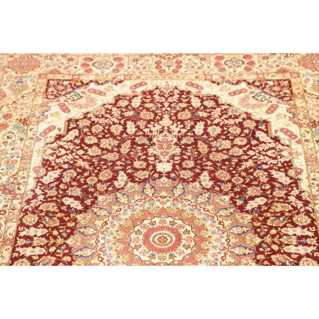 Hand Made Rug Ghom Silk Persia 101x150 Bordeaux