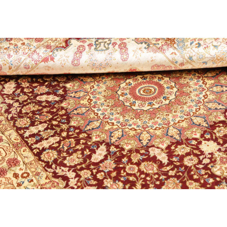 Hand Made Rug Ghom Silk Persia 101x150 Bordeaux