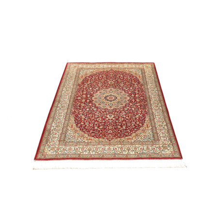 Hand Made Rug Ghom Silk Persia 103x144 Red Beig