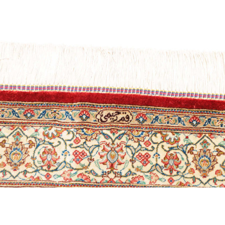 Hand Made Rug Ghom Silk Persia 103x144 Red Beig