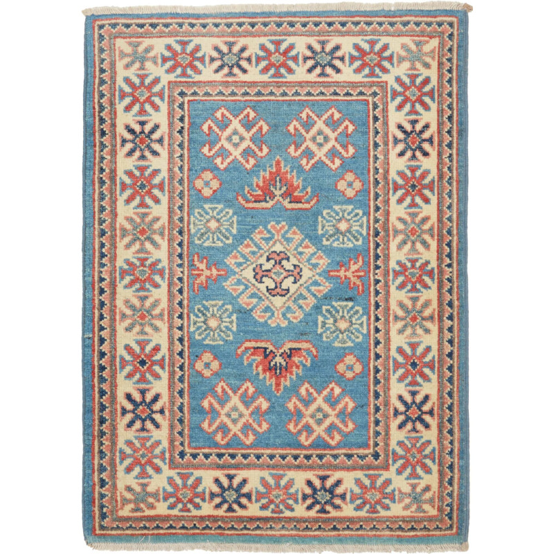 Hand Made Rug Kazak Afghanistan 62x85 Blue Beig