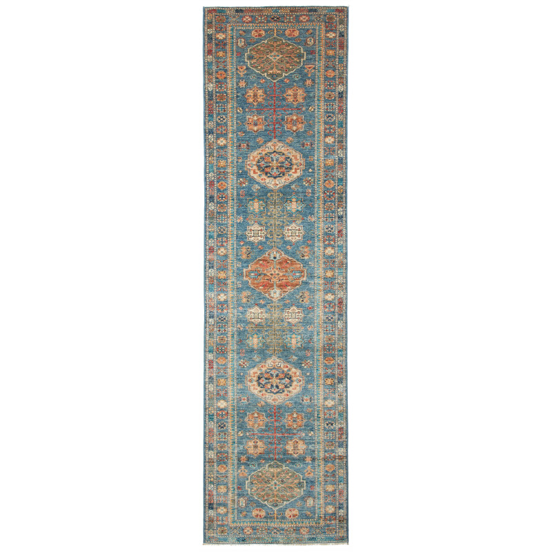 Hand Made Rug Kazak Fine Pakistan 79x301 Petrol