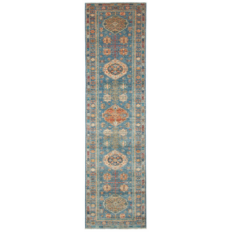 Hand Made Rug Kazak Fine Pakistan 79x301 Petrol