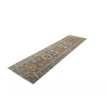 Hand Made Rug Kazak Fine Pakistan 79x301 Petrol