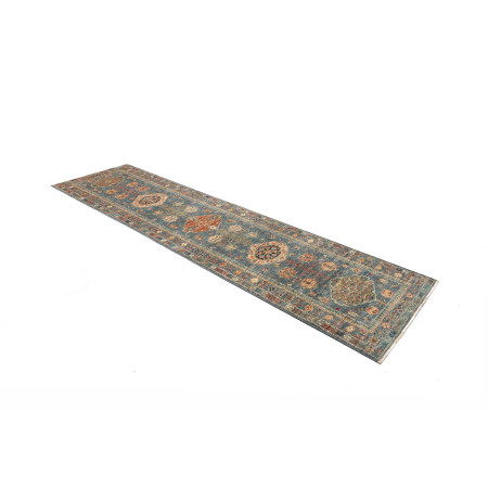 Hand Made Rug Kazak Fine Pakistan 79x301 Petrol