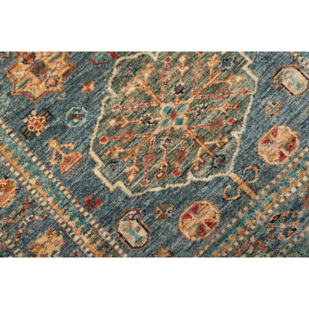 Hand Made Rug Kazak Fine Pakistan 79x301 Petrol