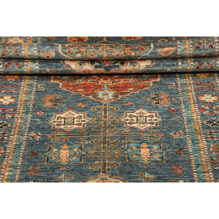 Hand Made Rug Kazak Fine Pakistan 79x301 Petrol