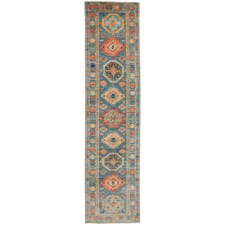 Hand Made Rug Kazak Fine Pakistan 77x312 Blue B