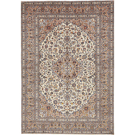 Hand Made Rug Kashan Persia 245x350 Beige Ivory