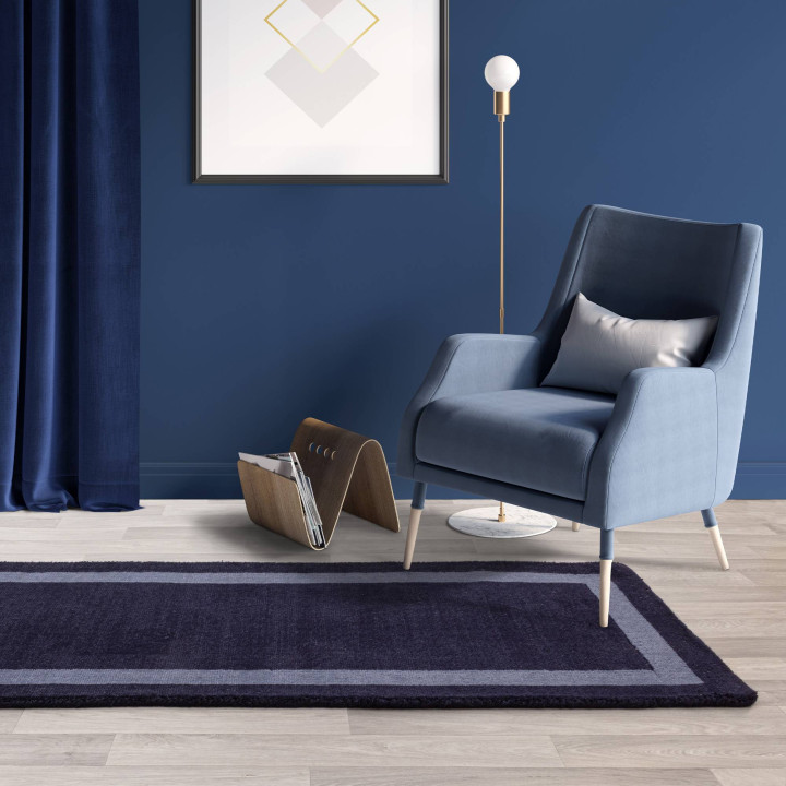 Tappeto ALBI geometrico blu scuro e azzurro 120x