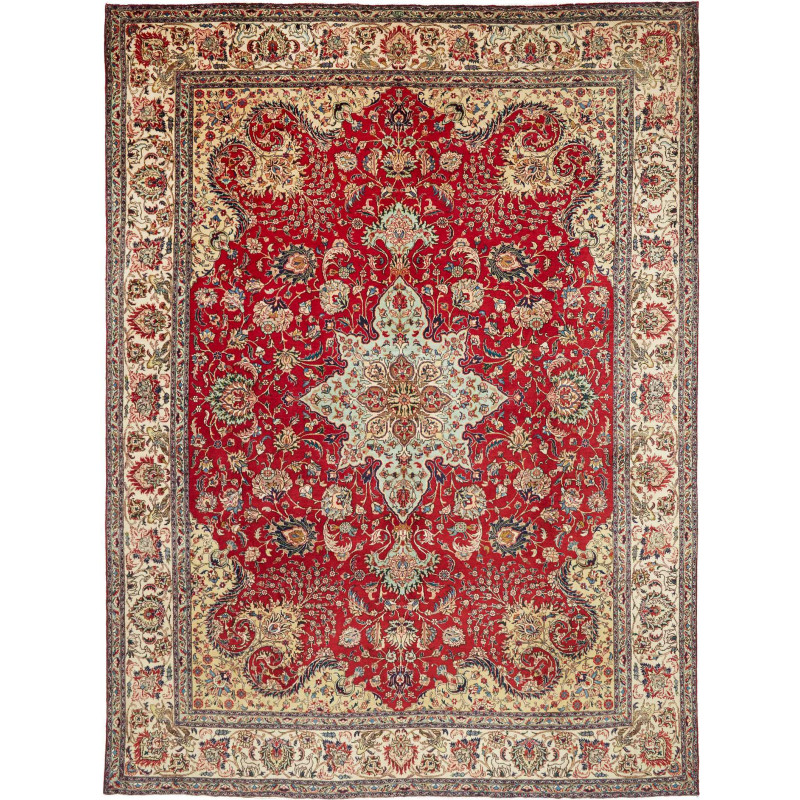 Hand Made Rug Tabriz Persia 290x385 Red Ivory