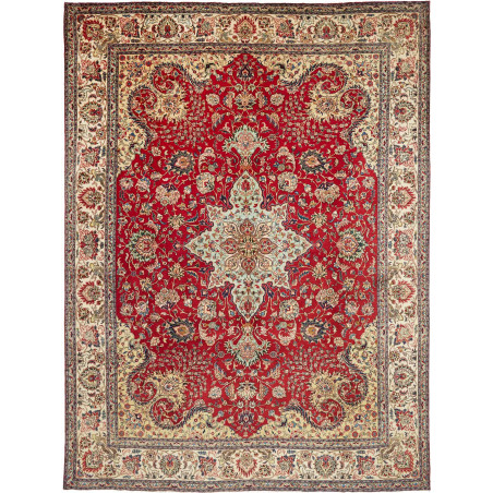 Hand Made Rug Tabriz Persia 290x385 Red Ivory