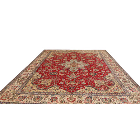 Hand Made Rug Tabriz Persia 290x385 Red Ivory