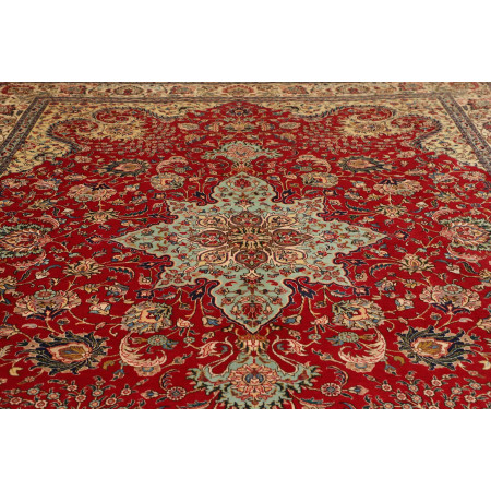 Hand Made Rug Tabriz Persia 290x385 Red Ivory